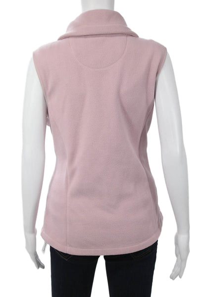 Calvin Klein Womens Sleeveless Collared Zip Vest Pink Polyester Size L