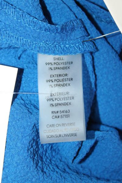 Calvin Klein Women Shirt Dress Blue Knee Length Mock Neck Tie Size 12