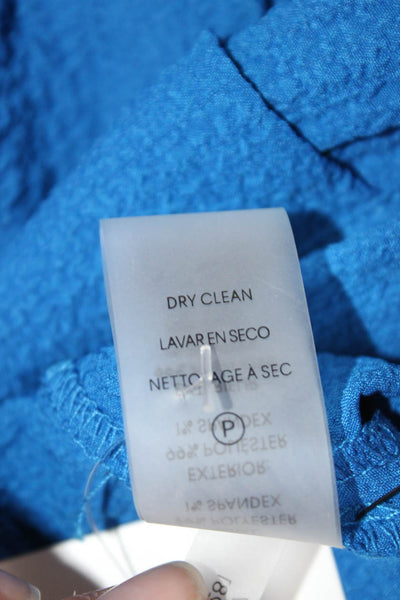 Calvin Klein Women Shirt Dress Blue Knee Length Mock Neck Tie Size 12