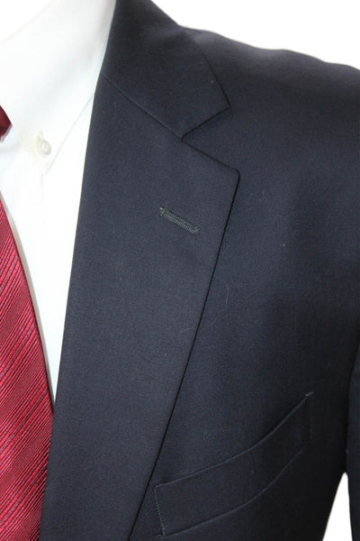 346 Brooks Brothers Men's Dark Blue Wool Blazer Button Collared Size 46