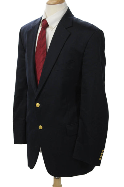 346 Brooks Brothers Men's Dark Blue Wool Blazer Button Collared Size 46