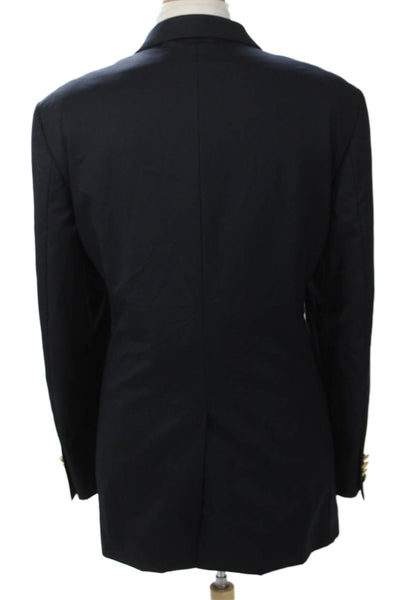 346 Brooks Brothers Men's Dark Blue Wool Blazer Button Collared Size 46