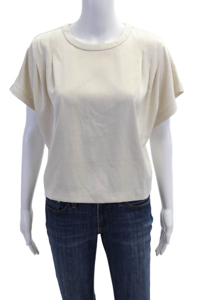 Steve Madden Womens Basic Sleeveless Round Neck Beige Blouse Zip Size S