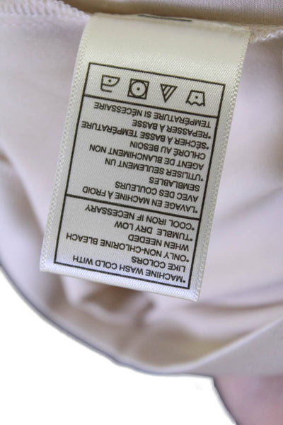 Steve Madden Womens Basic Sleeveless Round Neck Beige Blouse Zip Size S