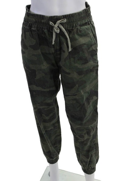 Driftwood Unisex Jogger Pants Green Camo Drawstring Army Size M