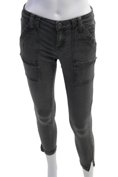 Joie Jeans Women Cropped Cargo Pants Dark Gray Low Rise Size 26