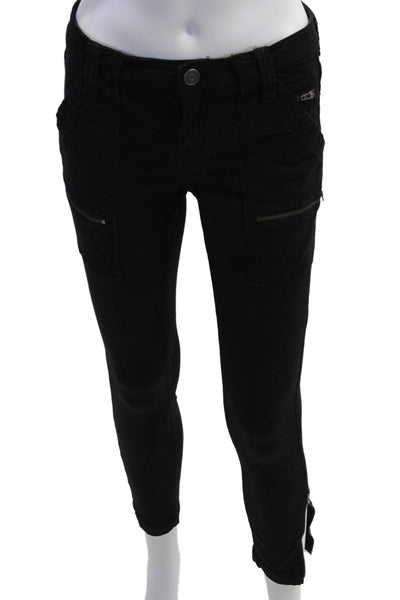 Joie Jeans Womens Cargo Ankle Pants Black Low Rise Button Size 26