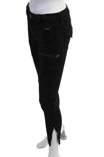 Joie Jeans Womens Cargo Ankle Pants Black Low Rise Button Size 26