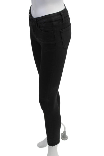 Paige Womens Skinny Ankle Jeans Black Mid Rise Size 26