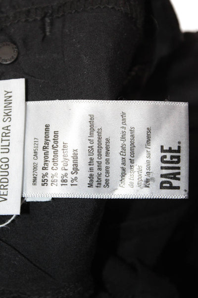 Paige Womens Skinny Ankle Jeans Black Mid Rise Size 26