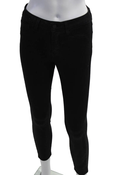 L'Agence Womens Skinny Ankle Jeans Black Button Size 25