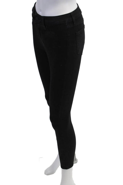 L'Agence Womens Skinny Ankle Jeans Black Button Size 25