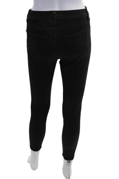 L'Agence Womens Skinny Ankle Jeans Black Button Size 25