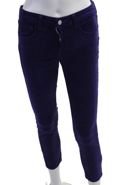 L'Agence Womens Cropped Ankle Pants Purple High Waist Size 25