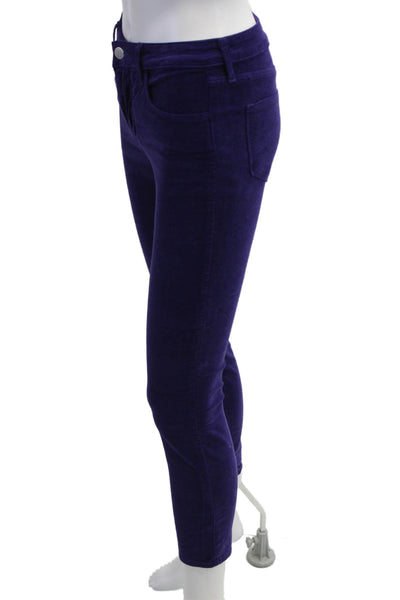 L'Agence Womens Cropped Ankle Pants Purple High Waist Size 25