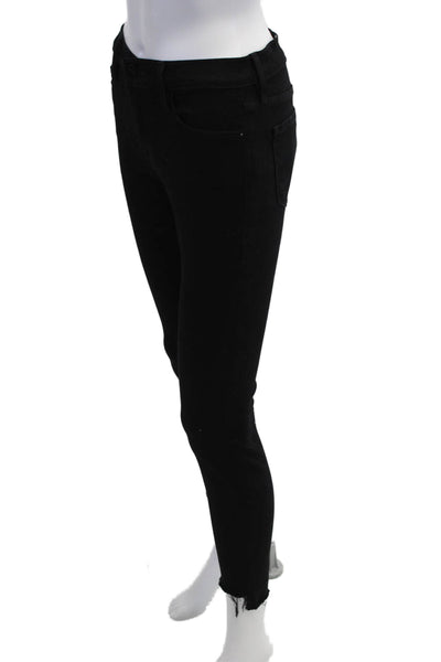 Frame Denim Women Ankle Skinny Black Jeans Mid Rise Button Size 25