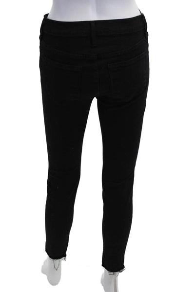 Frame Denim Women Ankle Skinny Black Jeans Mid Rise Button Size 25