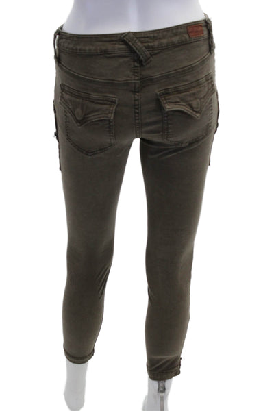 Joie Womens Cropped Ankle Cargo Pants Brown Low Rise Button Size 26