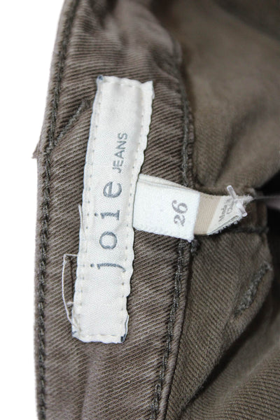 Joie Womens Cropped Ankle Cargo Pants Brown Low Rise Button Size 26