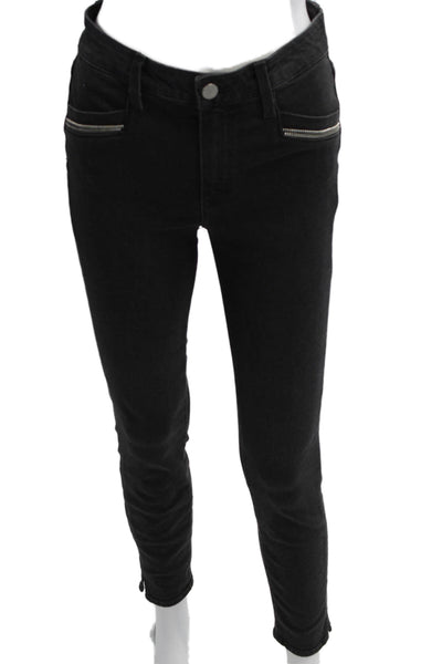 Paige Womens Skinny Ankle Jeans Black Button Size 26