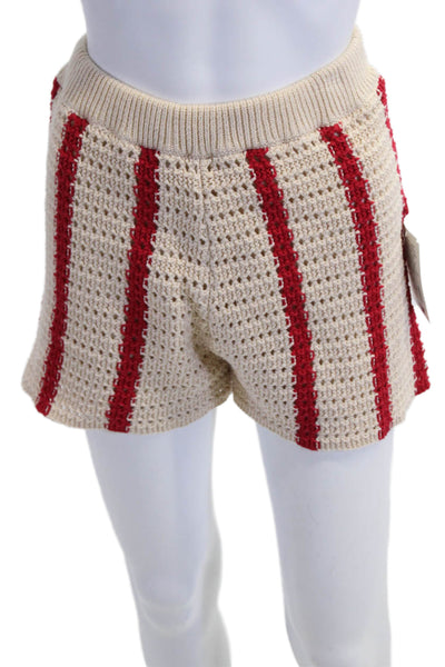 Le Lis Unisex Beige Striped Bohemian Shorts 60% Cotton 40% Acrylic Size S