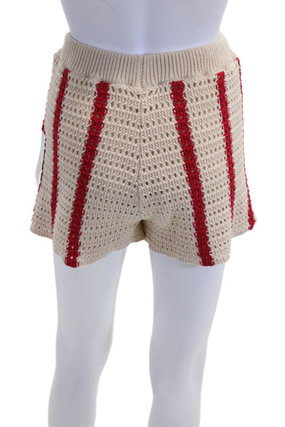 Le Lis Unisex Beige Striped Bohemian Shorts 60% Cotton 40% Acrylic Size S