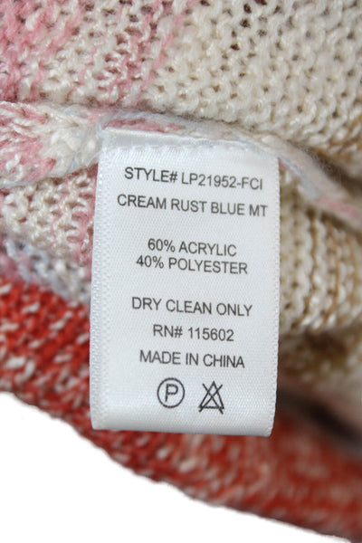 Lush Unisex Sweat Shorts Beige Striped Acrylic Blend Drawstring Bohemian Size S