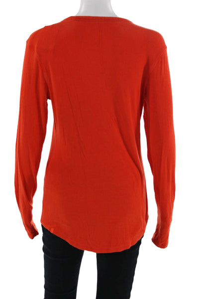 Lululemon Women Basic Orange Modal Blend Long Sleeve T-Shirt Size M
