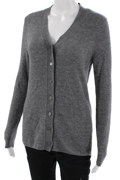Zara Womens Cardigan Gray V-Neck Button Long Sleeve Wool Cashmere Size L