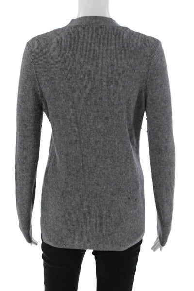 Zara Womens Cardigan Gray V-Neck Button Long Sleeve Wool Cashmere Size L