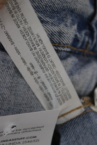 Zara Womens Collared Cotton Light Blue 90s Button Jacket Size M
