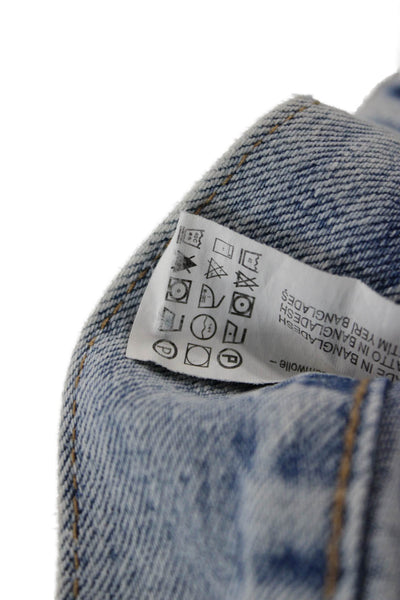 Zara Womens Collared Cotton Light Blue 90s Button Jacket Size M