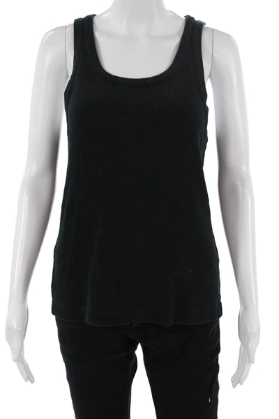 Vince Women Basic Sleeveless Tank Black Designer Cotton Modal Size L