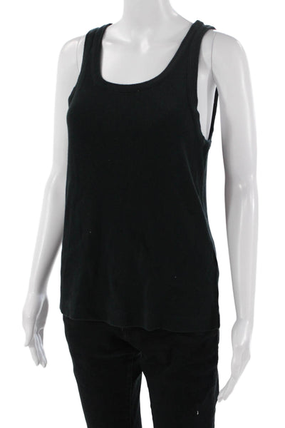 Vince Women Basic Sleeveless Tank Black Designer Cotton Modal Size L