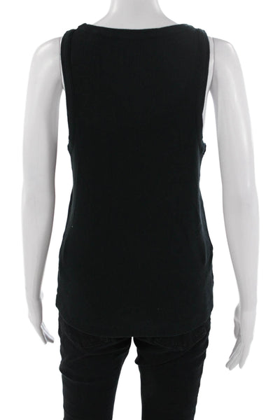 Vince Women Basic Sleeveless Tank Black Designer Cotton Modal Size L