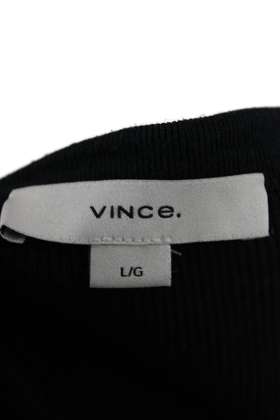 Vince Women Basic Sleeveless Tank Black Designer Cotton Modal Size L