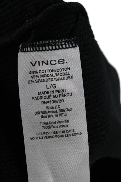 Vince Women Basic Sleeveless Tank Black Designer Cotton Modal Size L