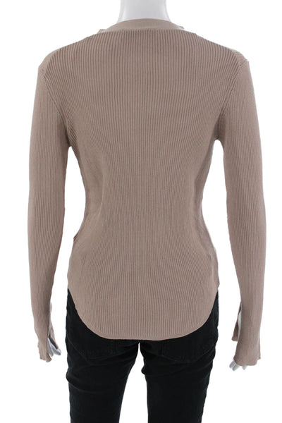 Zara Womens Beige V-Neck Button Cardigan Long Sleeve Size L