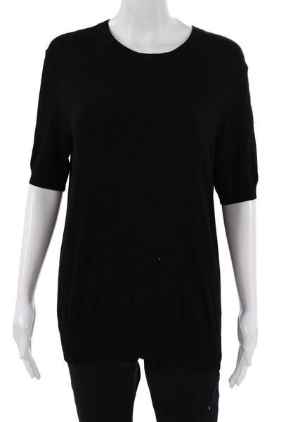 Zara Women Basic T-Shirt Black Short Sleeve Crew Neck Viscose Blend Size L