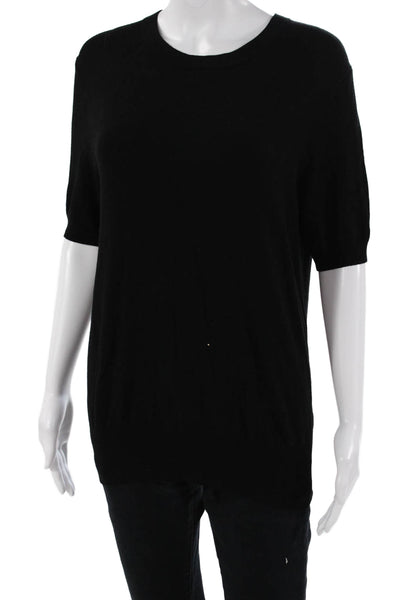 Zara Women Basic T-Shirt Black Short Sleeve Crew Neck Viscose Blend Size L