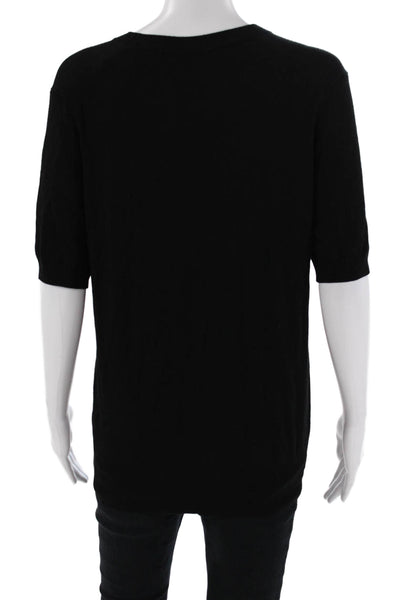 Zara Women Basic T-Shirt Black Short Sleeve Crew Neck Viscose Blend Size L