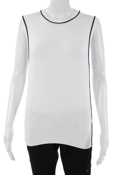 Zara Mens Sleeveless Crew Neck Top White Viscose Blend Classic Size L