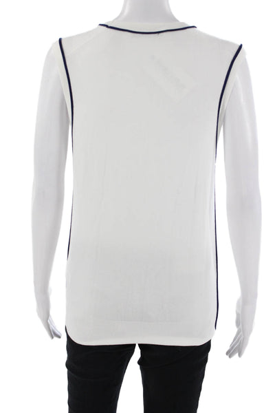 Zara Mens Sleeveless Crew Neck Top White Viscose Blend Classic Size L