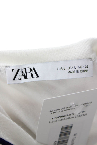 Zara Mens Sleeveless Crew Neck Top White Viscose Blend Classic Size L