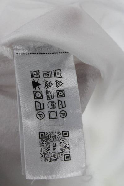 Zara Women Basic Collared Button Up Blouse Long Sleeve White Cotton Size M