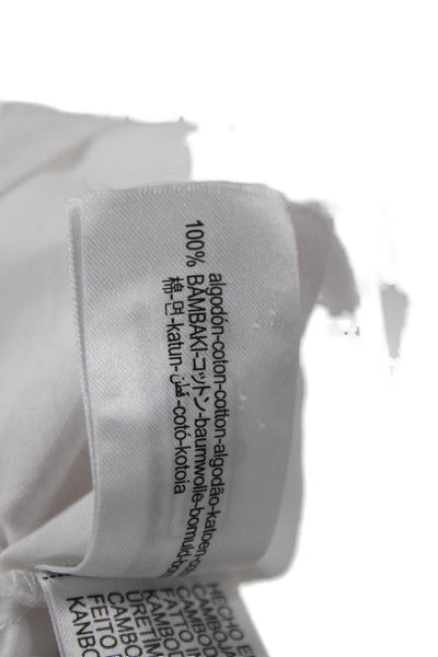 Zara Women Basic Collared Button Up Blouse Long Sleeve White Cotton Size M