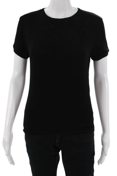 Zara Womens Basic Jersey Black T-Shirt Short Sleeve Crew Neck Size S