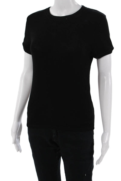 Zara Womens Basic Jersey Black T-Shirt Short Sleeve Crew Neck Size S