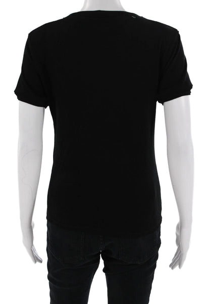 Zara Womens Basic Jersey Black T-Shirt Short Sleeve Crew Neck Size S