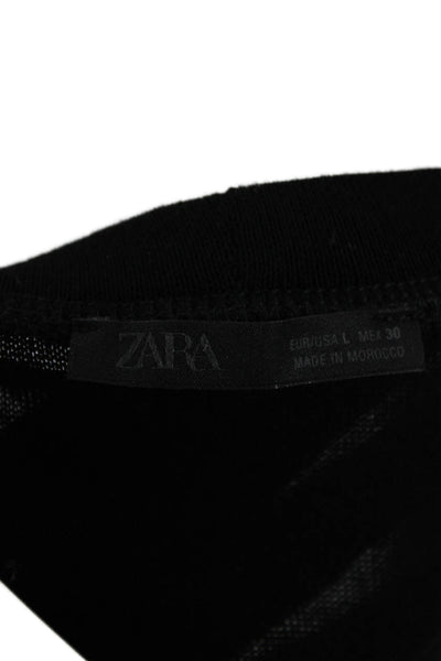 Zara Womens Basic Jersey Black T-Shirt Short Sleeve Crew Neck Size S